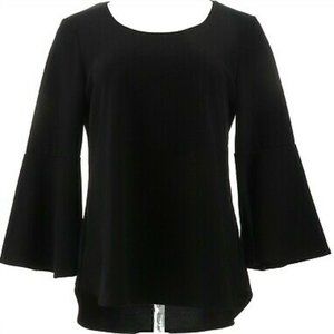 Slinky Brand Luxe Crepe 3/4 Flounce Slv Tunic